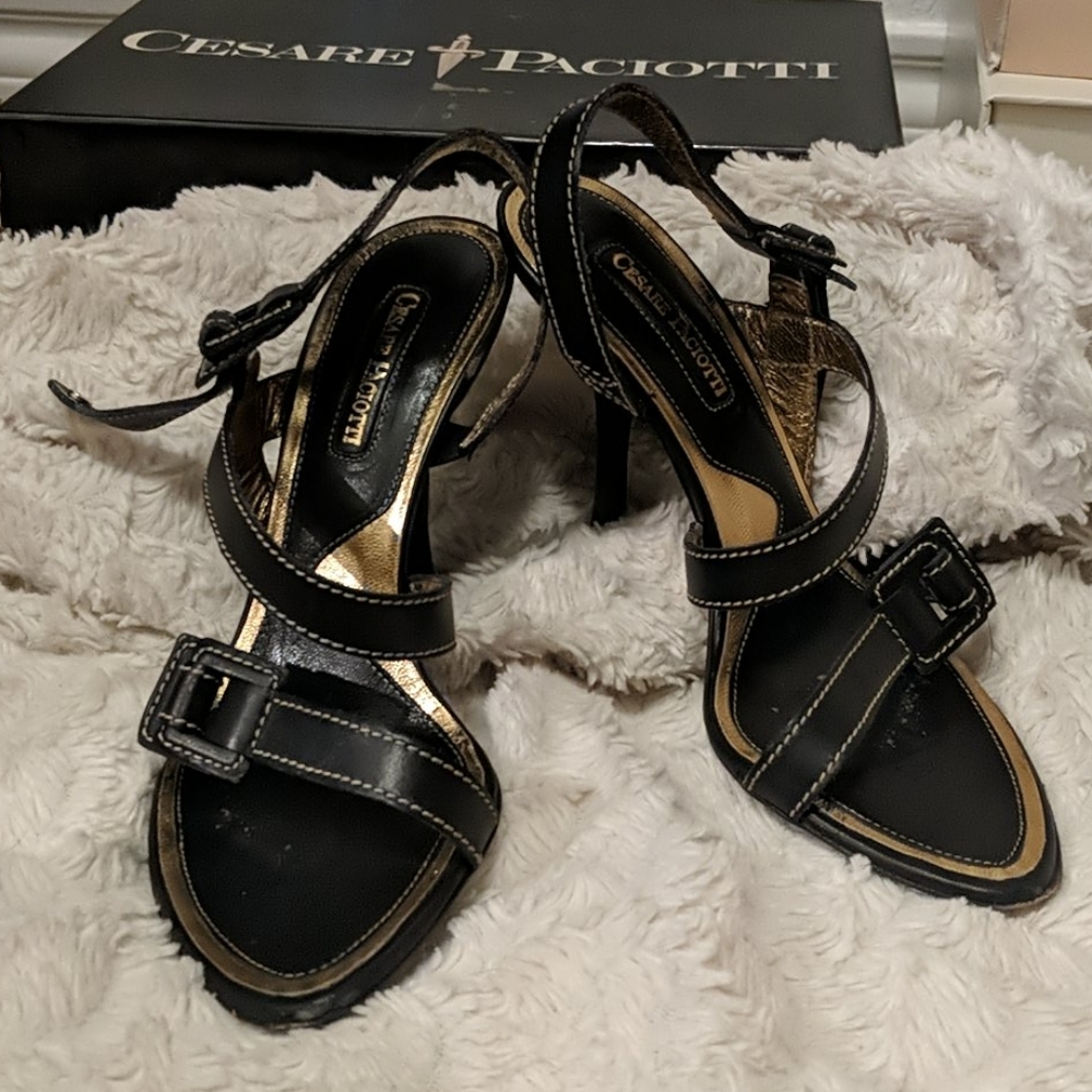 Cesare Paciotti Black Sandal Heel